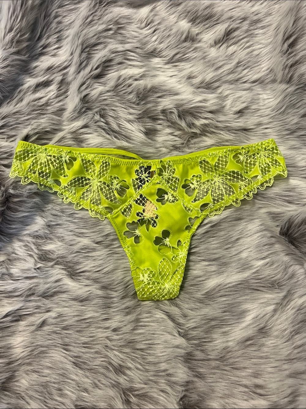 Victoria’s Secret Neon Lime Lace Thong